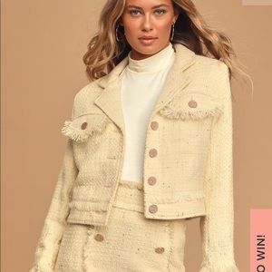 LULUS Prim and Proper Cream Tweed Jacket